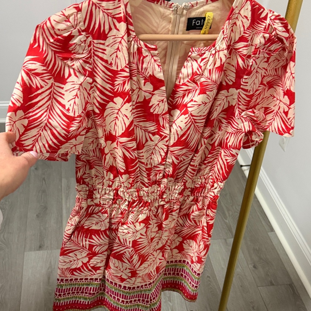 F&F Tropical Red and White Women's Blouse